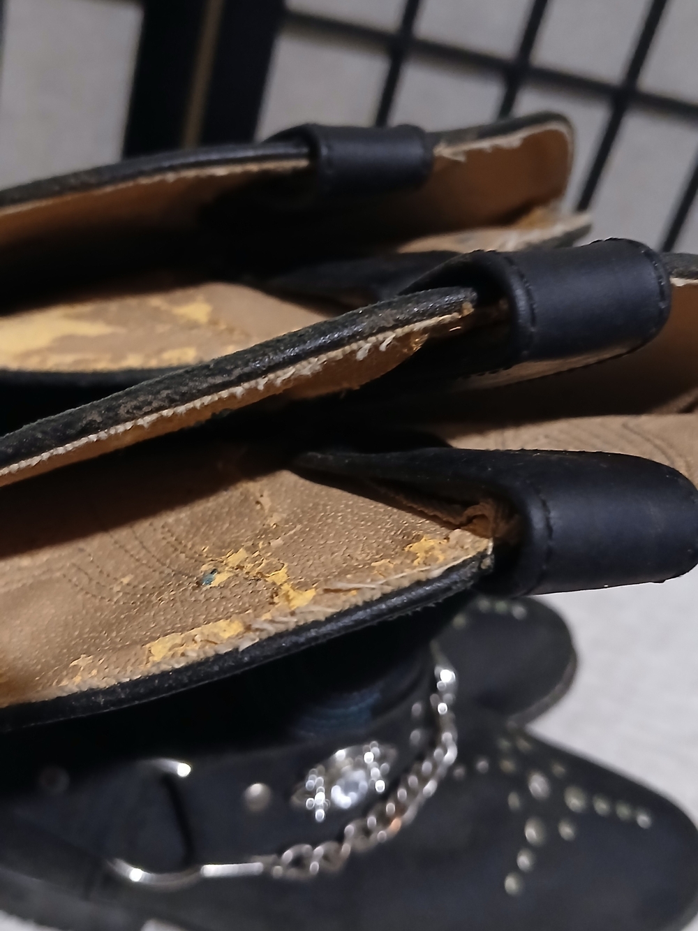 Black Studded Western Heeled Boots with Chain Accent - Picture 11 of 11